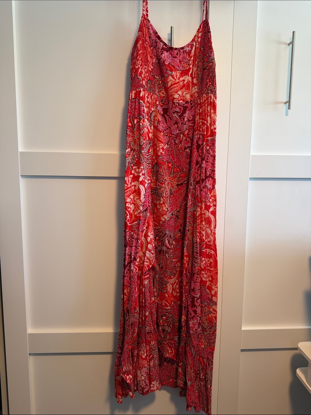 Free People Red Pink Paisley Maxi Dress